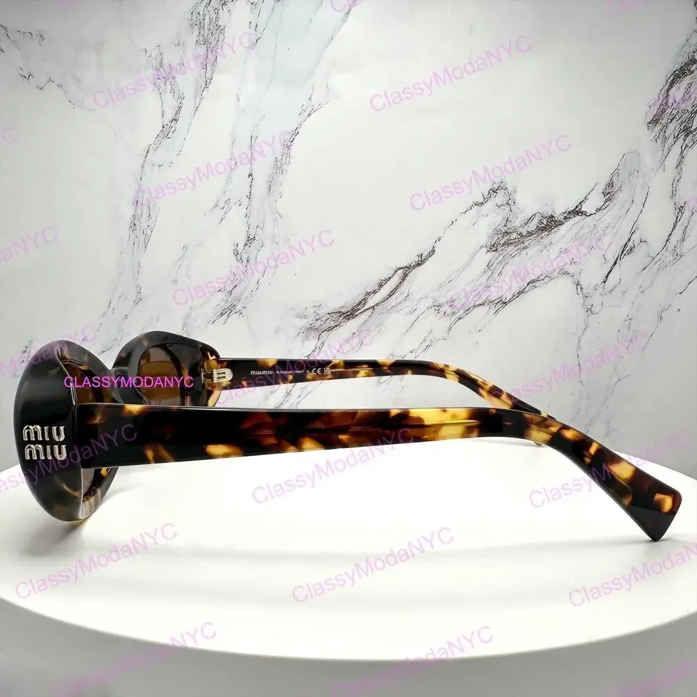 New MIU MIU Sunglasses Brown Tortoise Oval Womens Reverie